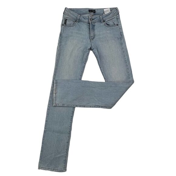 Pre-loved AJ Armani Jeans Women Washed Denim Jeans Straight Leg Pants US 26 - Picture 1 of 13